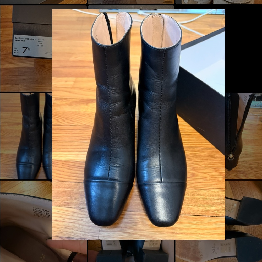 J. Crew Black Leather Heeled Boots